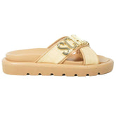 PAPETE TIRAS CRUZADAS BEGE LOGO DOURADO S 21538 0025 0001 SCHUTZ - Vintedoisk